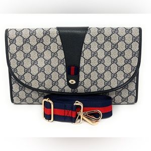 Gucci Clutch Crossbody Bag Handbag Sherry line Large Bag, Flap Clutch